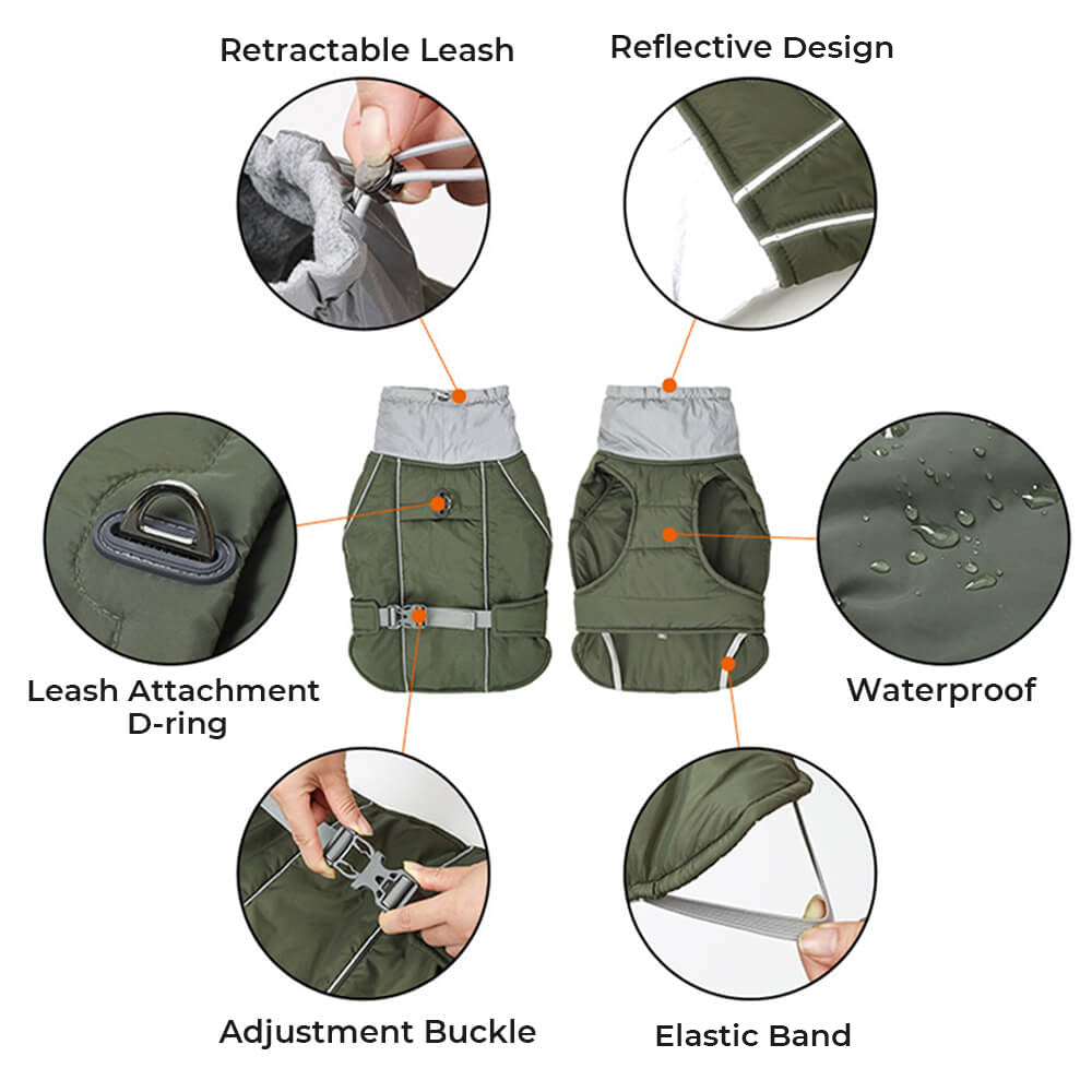 CozyShield Waterproof Dog Jacket - Warm, Reflective, and Windproof Winter Coat