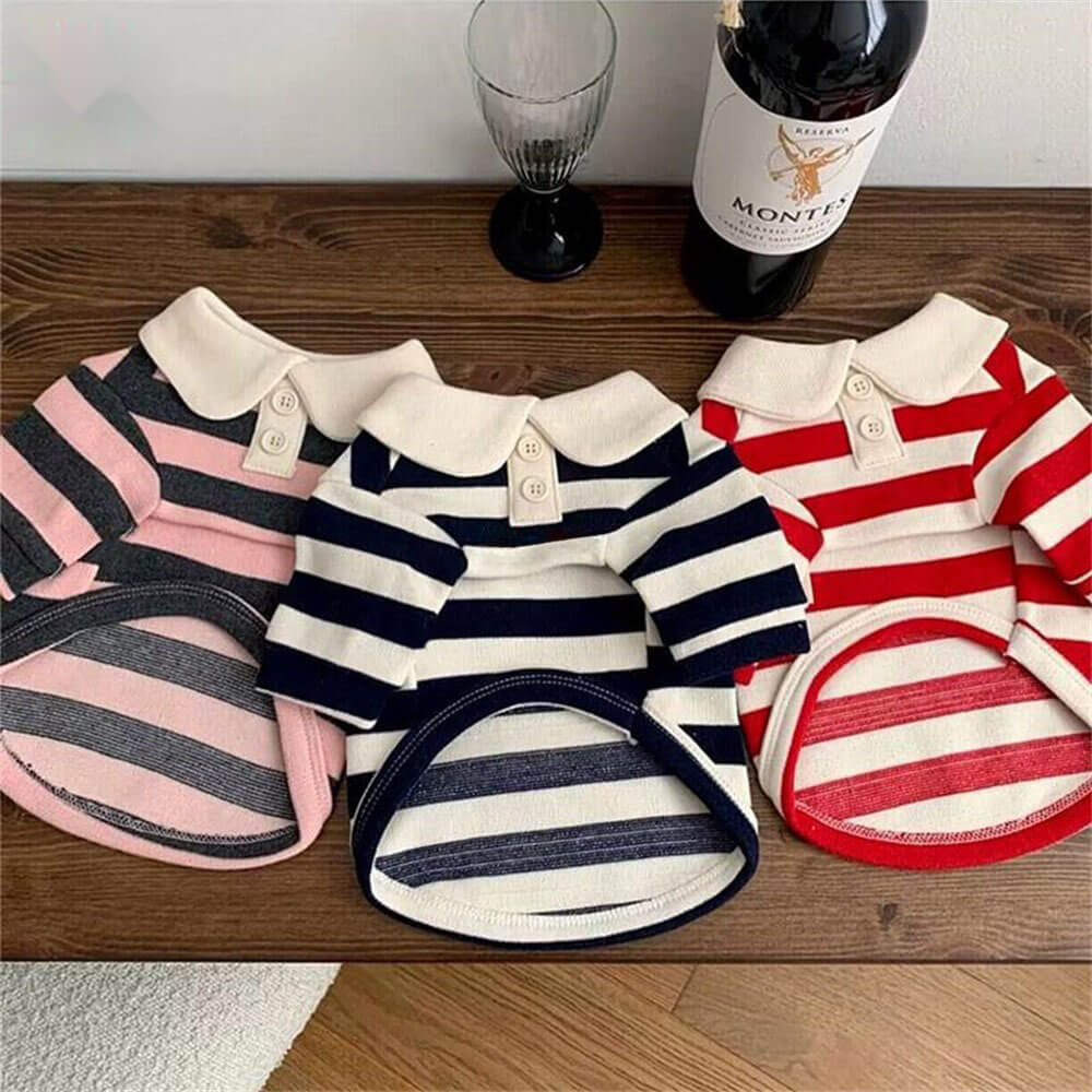 Preppy Pup Striped Polo – Classic & Comfy Dog Shirt