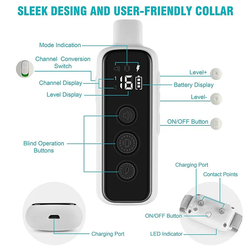 BarkBoss Waterproof & Rechargeable Dog Training Collar with Remote