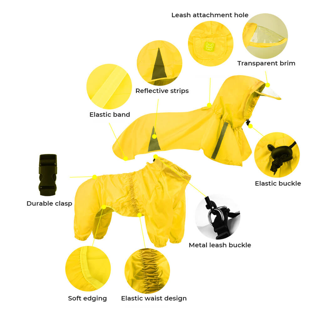 PuddlePup Waterproof Dog Raincoat – Hooded, Windproof & Reflective