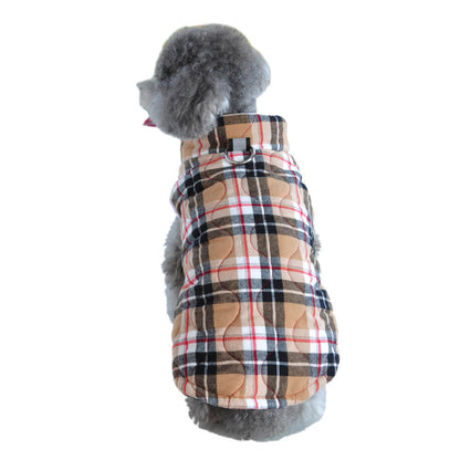 PlaidPaws Stylish Dog Vest – Warm, Padded & Walk-Ready