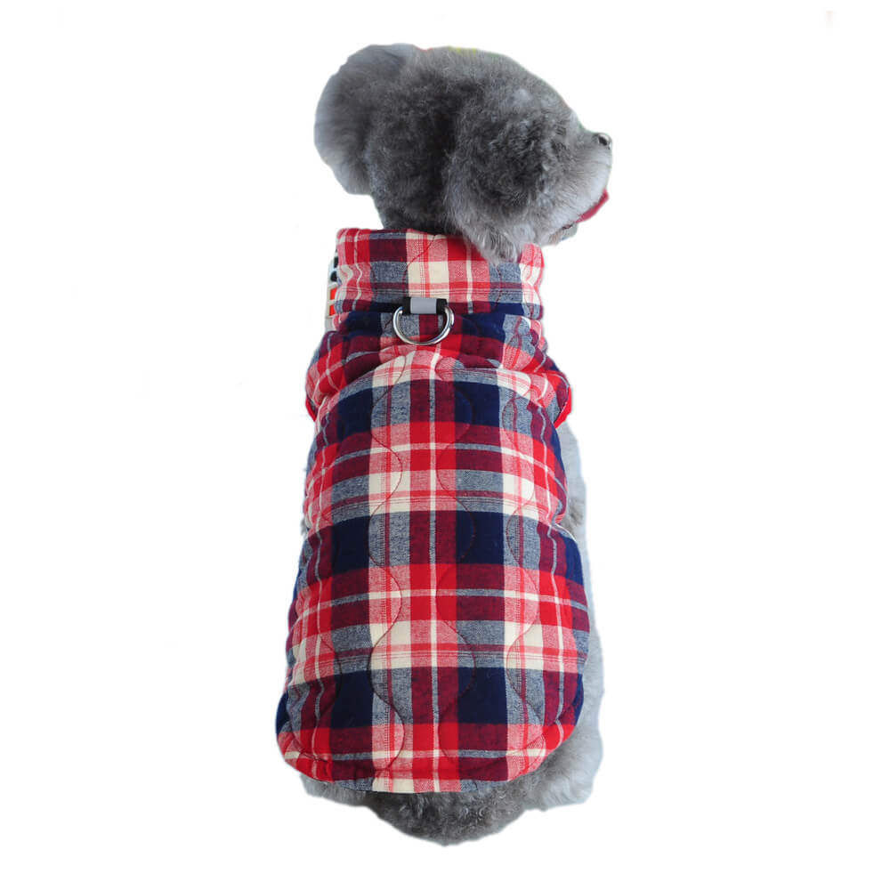 PlaidPaws Stylish Dog Vest – Warm, Padded & Walk-Ready