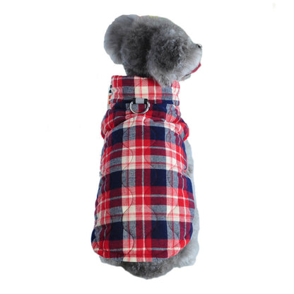 PlaidPaws Stylish Dog Vest – Warm, Padded & Walk-Ready
