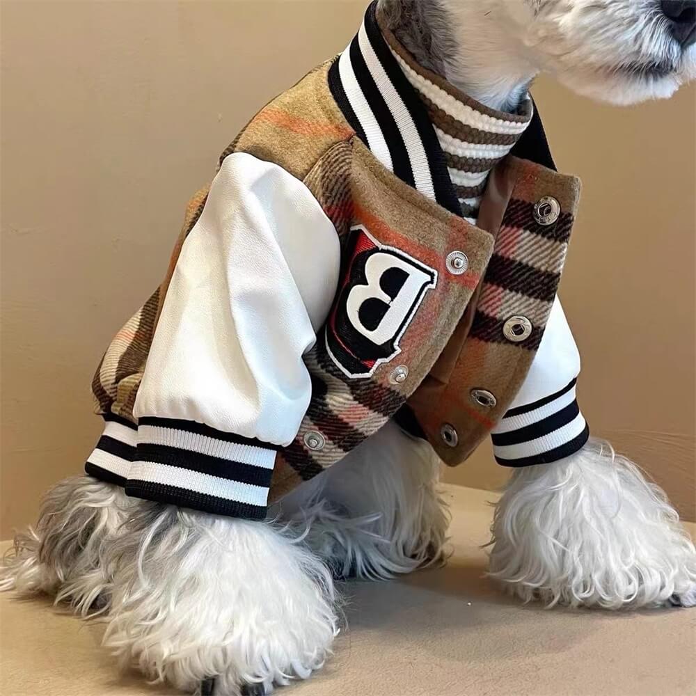 PupVarsity Plaid Baseball Jacket – Cozy & Sporty Dog Outerwear