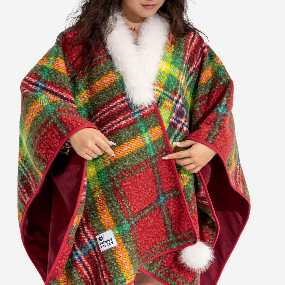 CozyBond™ Matching Plaid Poncho – Stylish Warmth for You & Your Pup