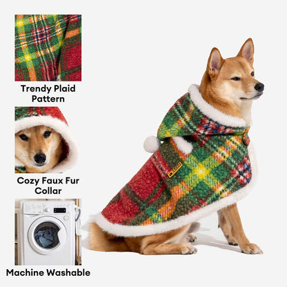 CozyBond™ Matching Plaid Poncho – Stylish Warmth for You & Your Pup