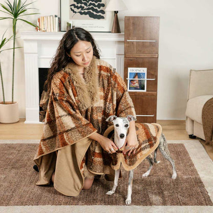 CozyBond™ Matching Plaid Poncho – Stylish Warmth for You & Your Pup