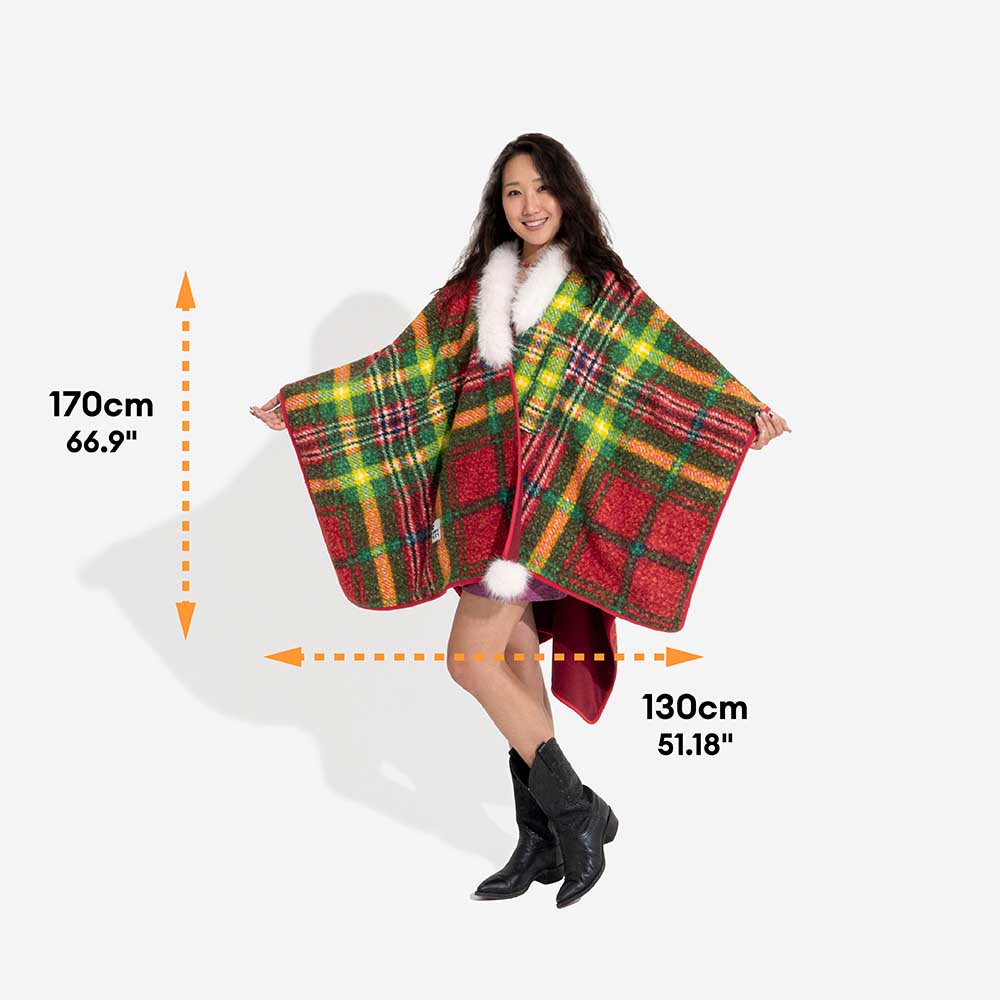 CozyBond™ Matching Plaid Poncho – Stylish Warmth for You & Your Pup