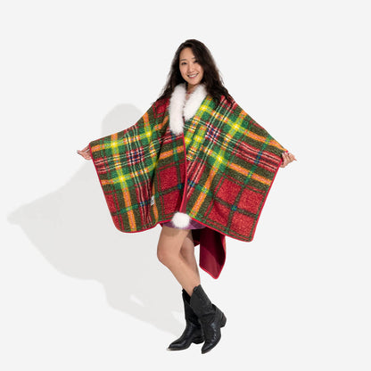 CozyBond™ Matching Plaid Poncho – Stylish Warmth for You & Your Pup