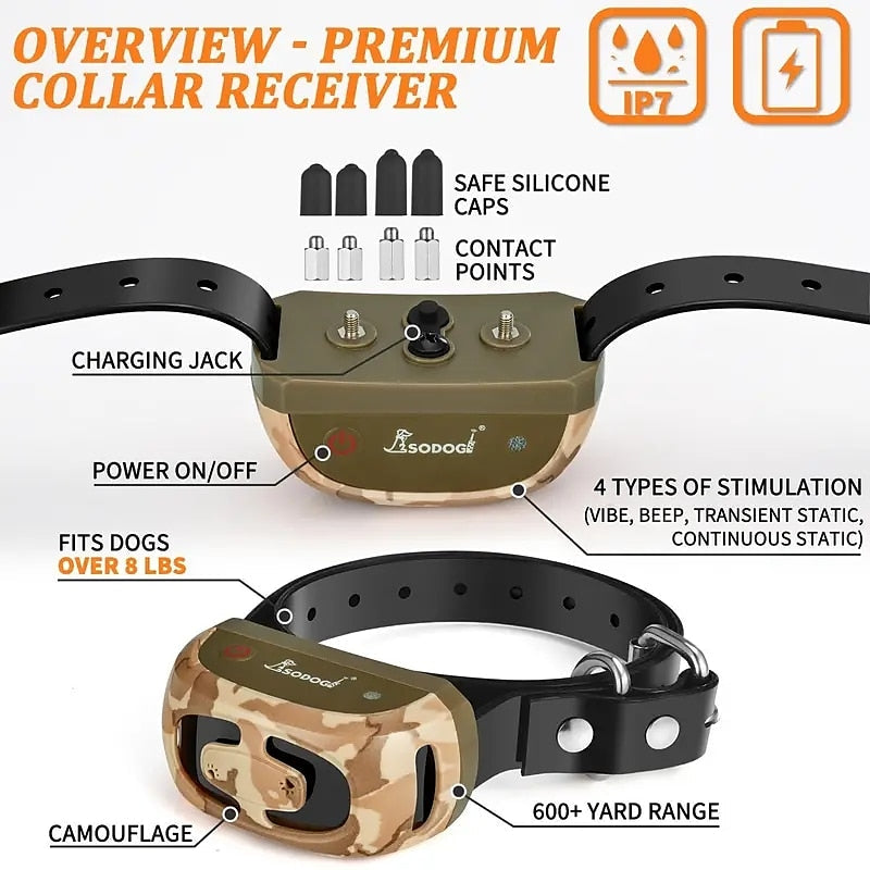 K9Trek™ Tactical Dog Training Collar – Remote & Auto Anti-Bark Mode