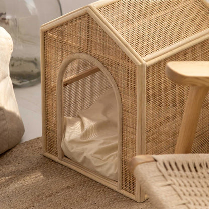 Purrfect Retreat: Handcrafted Rattan Elevated Cat Bed