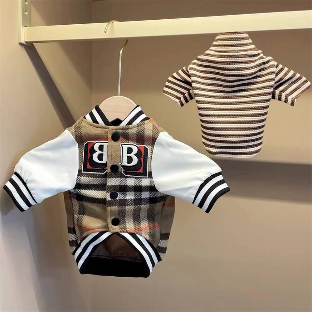 PupVarsity Plaid Baseball Jacket – Cozy & Sporty Dog Outerwear