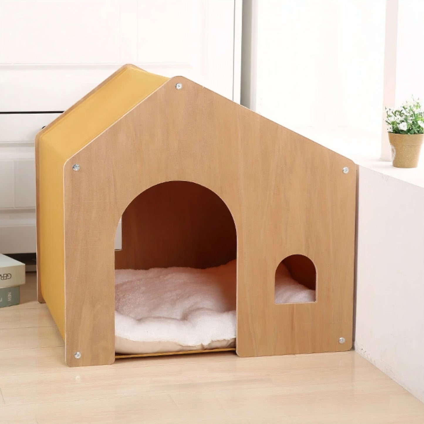 Purrfect Retreat: Modern Wooden Cat Bed