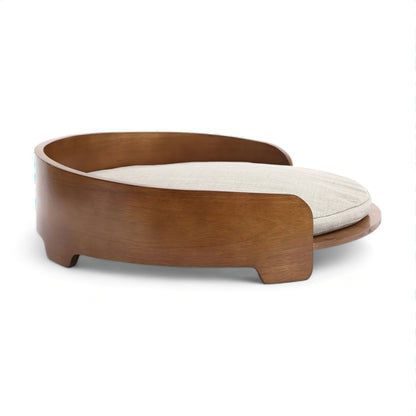 PawHaven - Modern Wooden Dog Bed with Comfy Cushion